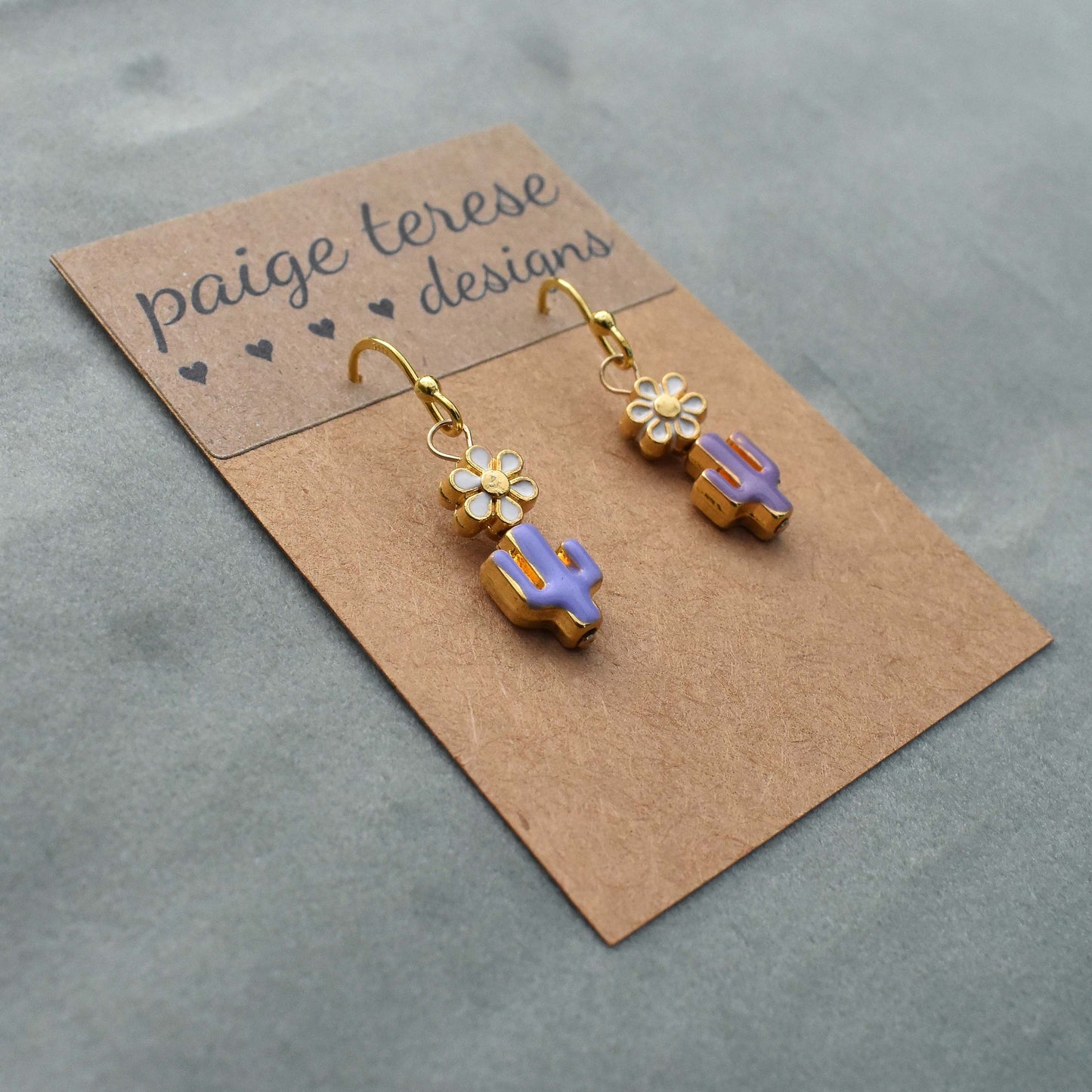 cactus flower dangle earrings